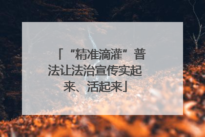 “精准滴灌”普法让法治宣传实起来、活起来