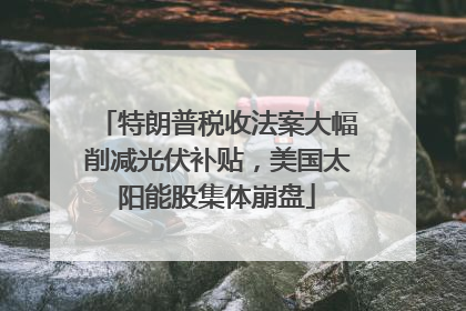 特朗普税收法案大幅削减光伏补贴，美国太阳能股集体崩盘