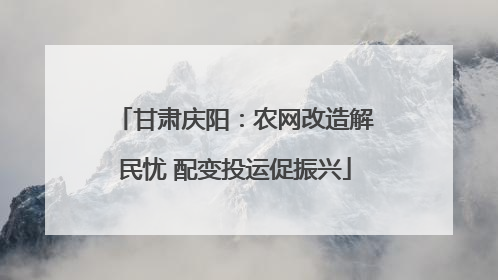 甘肃庆阳：农网改造解民忧 配变投运促振兴