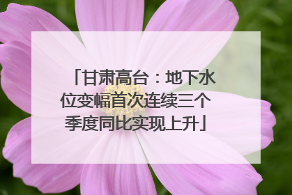 甘肃高台：地下水位变幅首次连续三个季度同比实现上升