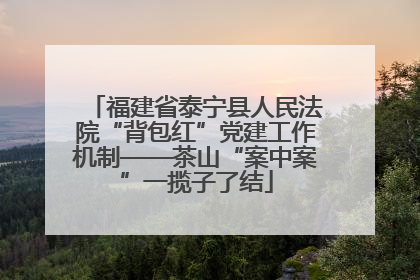 福建省泰宁县人民法院“背包红”党建工作机制——茶山“案中案”一揽子了结