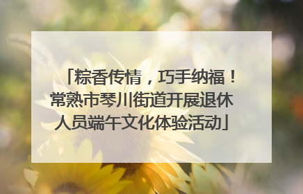 粽香传情，巧手纳福！常熟市琴川街道开展退休人员端午文化体验活动