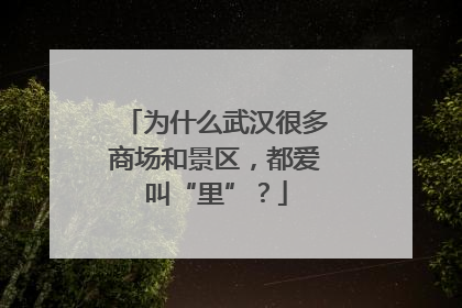 为什么武汉很多商场和景区，都爱叫“里”？