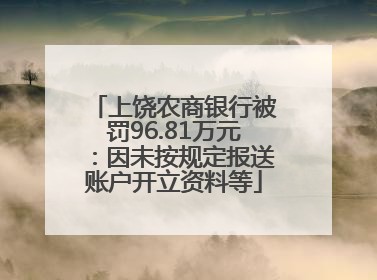 上饶农商银行被罚96.81万元：因未按规定报送账户开立资料等