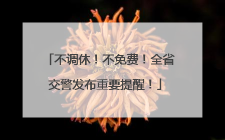 不调休！不免费！全省交警发布重要提醒！