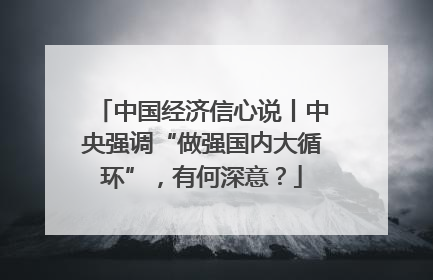 中国经济信心说丨中央强调“做强国内大循环”，有何深意？
