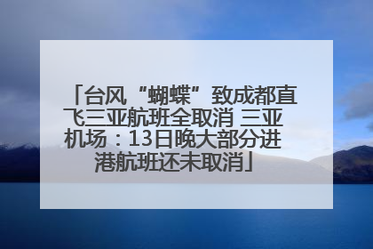 台风“蝴蝶”致成都直飞三亚航班全取消 三亚机场：13日晚大部分进港航班还未取消