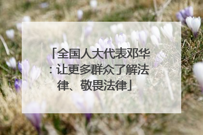 全国人大代表邓华：让更多群众了解法律、敬畏法律