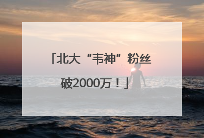 北大“韦神”粉丝破2000万！