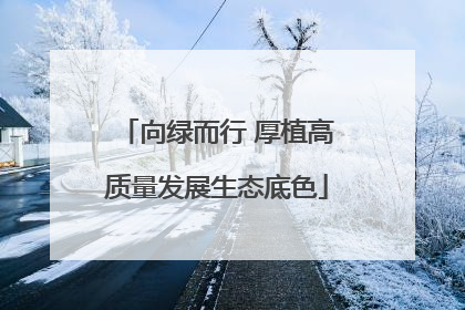 向绿而行 厚植高质量发展生态底色