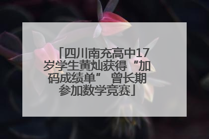 四川南充高中17岁学生黄灿获得“加码成绩单” 曾长期参加数学竞赛