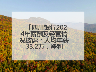 四川银行2024年薪酬及经营情况披露：人均年薪33.2万，净利润突破20亿