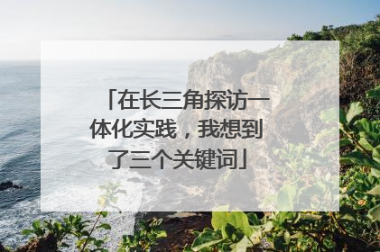 在长三角探访一体化实践，我想到了三个关键词
