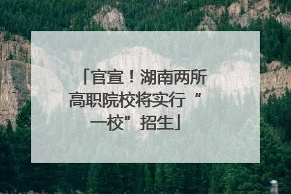 官宣！湖南两所高职院校将实行“一校”招生