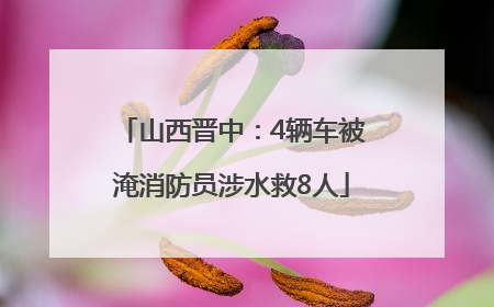 山西晋中：4辆车被淹消防员涉水救8人