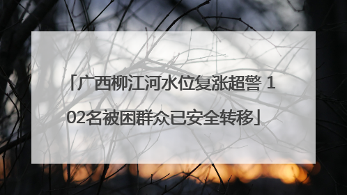 广西柳江河水位复涨超警 102名被困群众已安全转移