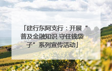 建行东阿支行：开展“普及金融知识 守住钱袋子”系列宣传活动