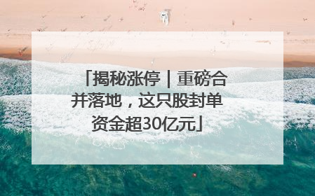 揭秘涨停｜重磅合并落地，这只股封单资金超30亿元