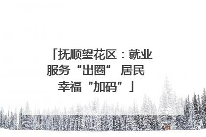 抚顺望花区：就业服务“出圈” 居民幸福“加码”