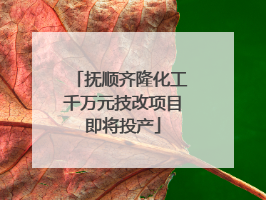 抚顺齐隆化工千万元技改项目即将投产