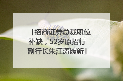 招商证券总裁职位补缺，52岁原招行副行长朱江涛履新