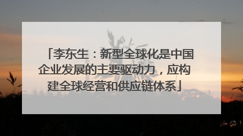 李东生：新型全球化是中国企业发展的主要驱动力，应构建全球经营和供应链体系