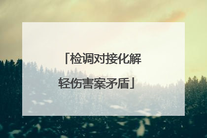 检调对接化解轻伤害案矛盾