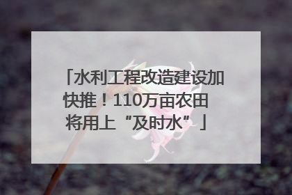 水利工程改造建设加快推！110万亩农田将用上“及时水”