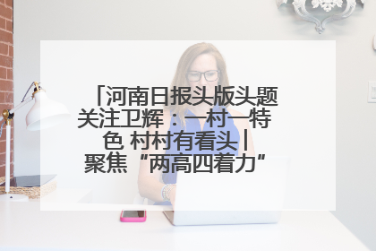 河南日报头版头题关注卫辉：一村一特色 村村有看头 ︳聚焦“两高四着力”·一“县”观察