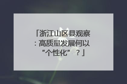 浙江山区县观察：高质量发展何以“个性化”？