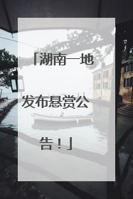湖南一地发布悬赏公告！