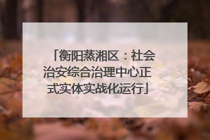 衡阳蒸湘区：社会治安综合治理中心正式实体实战化运行
