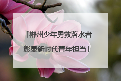 郴州少年勇救落水者 彰显新时代青年担当