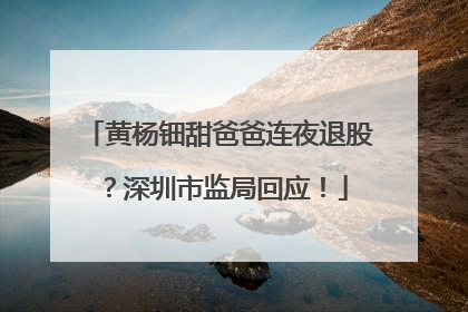 黄杨钿甜爸爸连夜退股？深圳市监局回应！