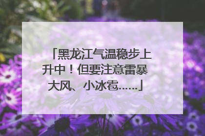 黑龙江气温稳步上升中！但要注意雷暴大风、小冰雹……