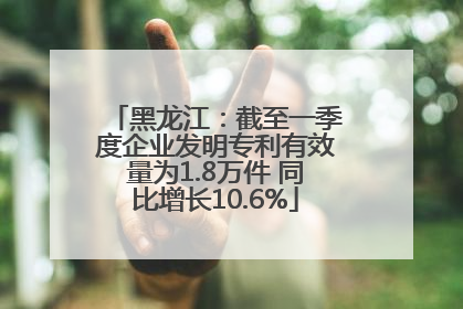 黑龙江：截至一季度企业发明专利有效量为1.8万件 同比增长10.6%
