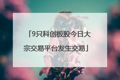9只科创板股今日大宗交易平台发生交易