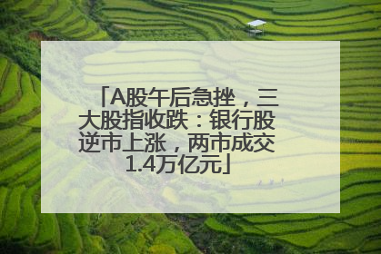 A股午后急挫，三大股指收跌：银行股逆市上涨，两市成交1.4万亿元